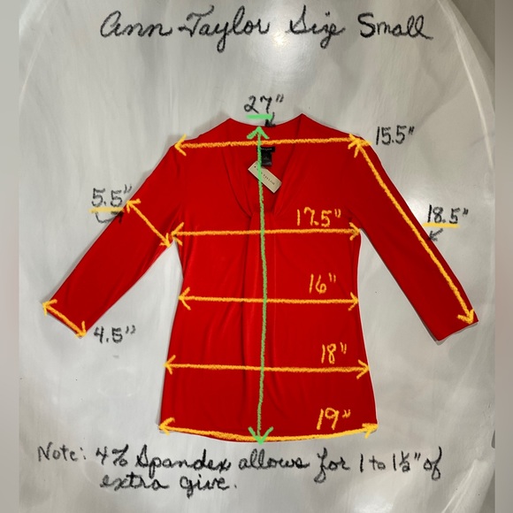 Ann Taylor Women’s Size Small Red Blouse with Long Sleeves NWT Lt Weight EZ2PAK - Picture 7 of 10